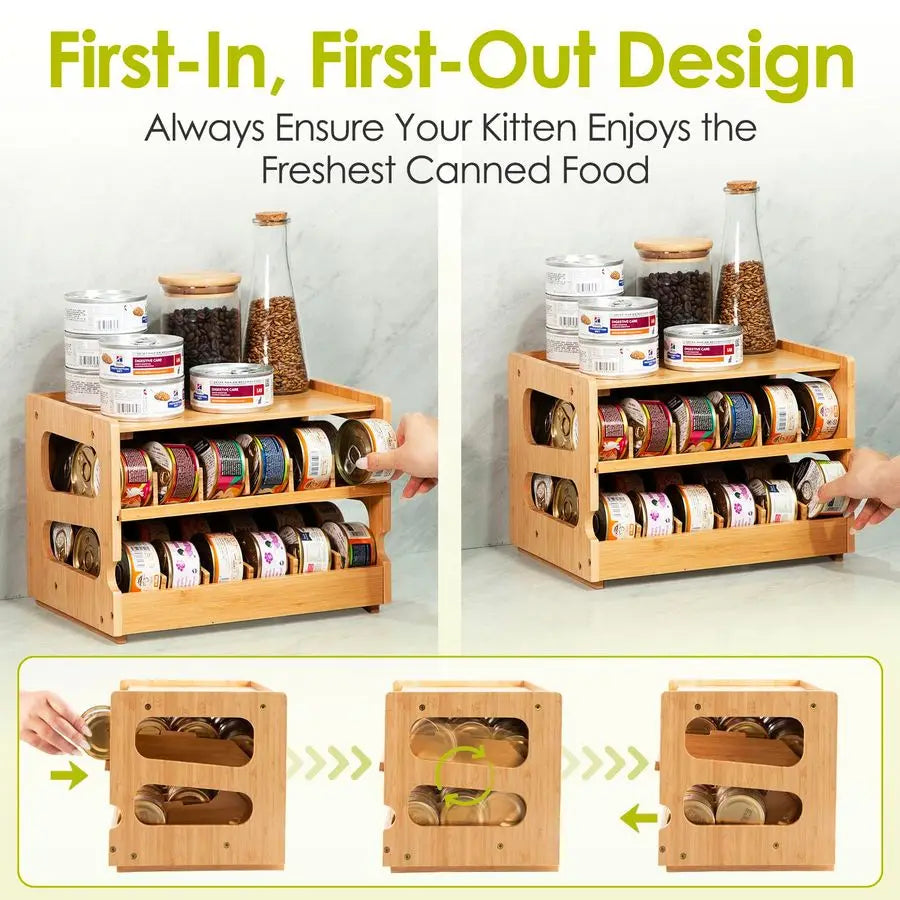 Cat Food Can Organizer for Pantry, Holds 36 3oz Cans