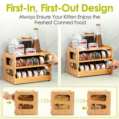 Cat Food Can Organizer for Pantry, Holds 36 3oz Cans