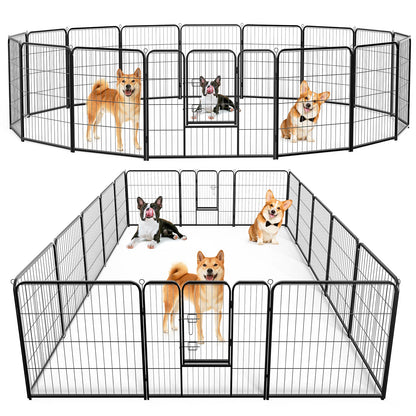 16 Panels Metal Foldable Dog Playpen Fence