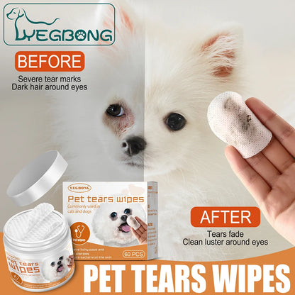 60pcs Pet Tear/Ear Wet Wipes